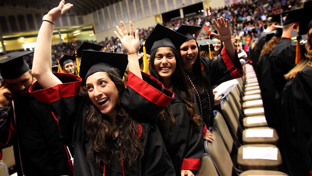 PennWest California students celebrate becoming graduates at their graduation ceremony.